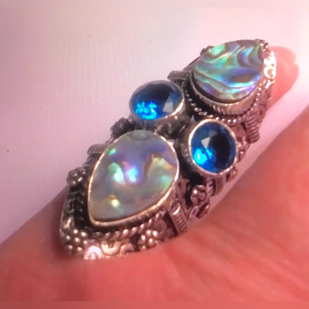 Abalone Blue Topaz 925 Sterling Silver Ring 115$